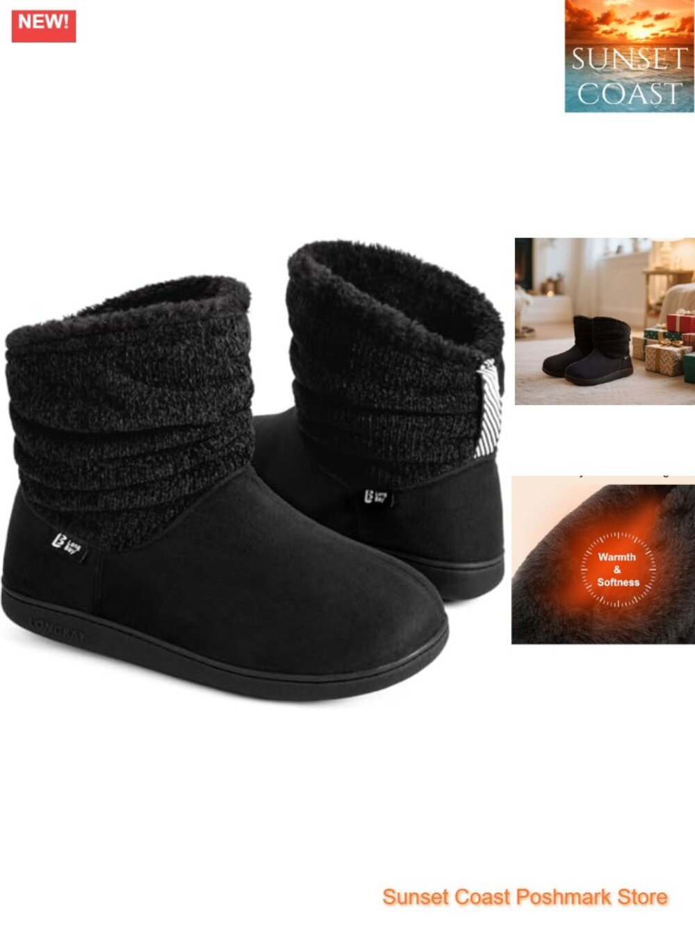 Warm Fuzzy Bootie Slippers Memory Foam Faux Fur Chenille Women Winter House